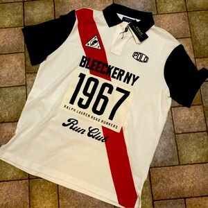 Ralph Lauren Red and White Polo with Navy Accents